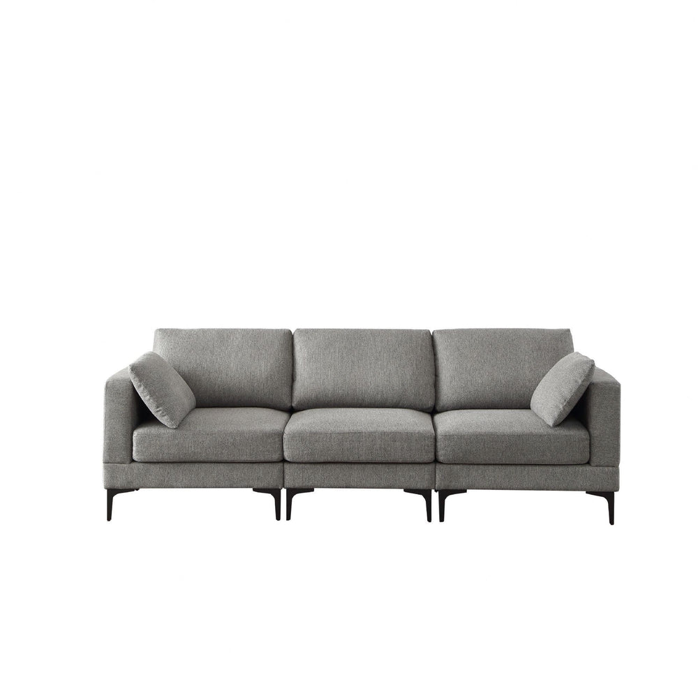 3 Seater Dark Grey Fabric Sofa Alzenia