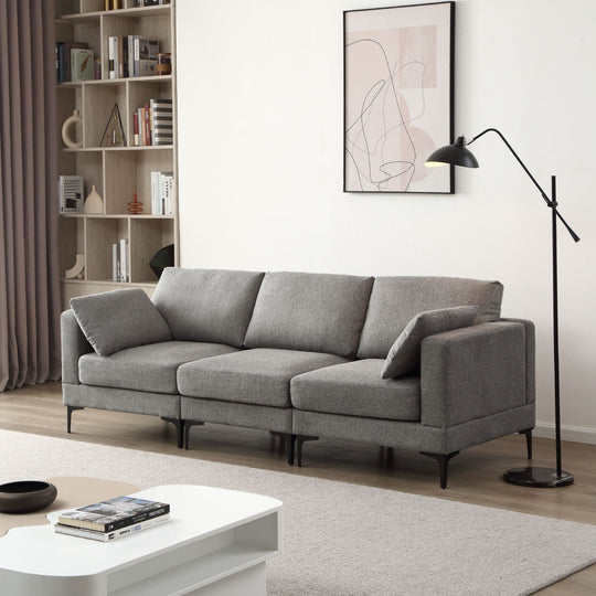 3 Seater Dark Grey Fabric Sofa Alzenia