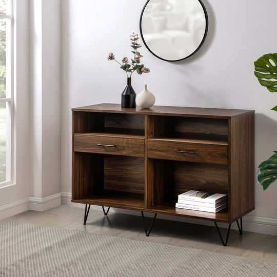 2 Drawer Console Table Dark Walnut Elivra