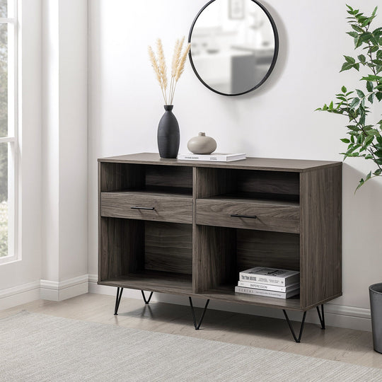 2 Drawer Console Table Slate Grey Elivra