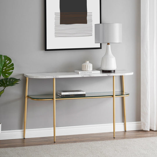 Curved Console Table Faux Marble Allanton