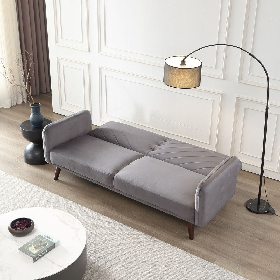 3 Seater Grey Velvet Sofa Bed Arvida